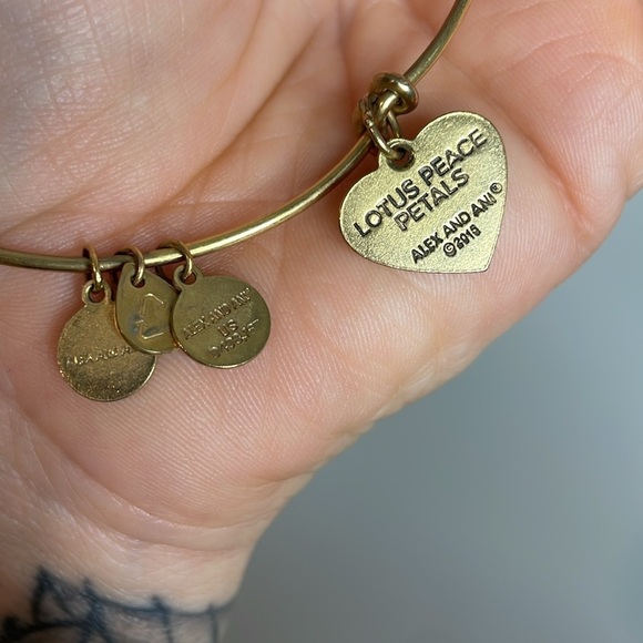 Alex & Ani | Gold Tone Amethyst & Lotus Stack of two Bracelets - Picture 4 of 6